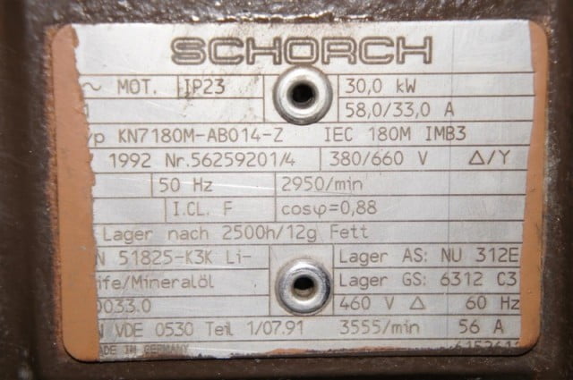 Elektromotor Schorch 30.0 kW, 2950 t/min.