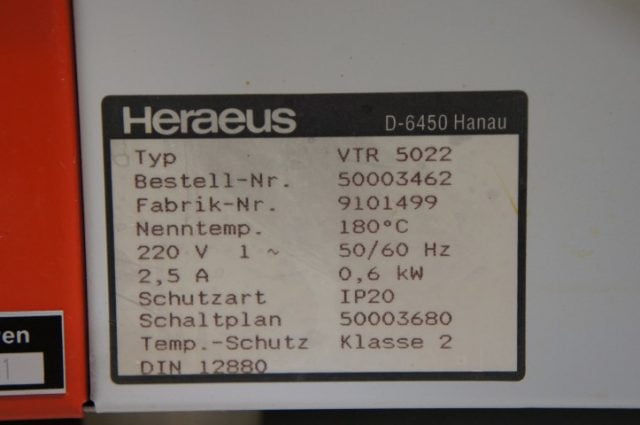 Heraeus VTR 5022 Vacuüm Oven
