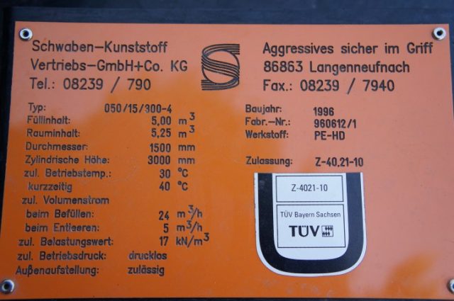 Schwaben Kunststof Vloeistof Silo - Tank 5000 Liter