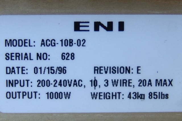RF Generator, ENI ACG-10B