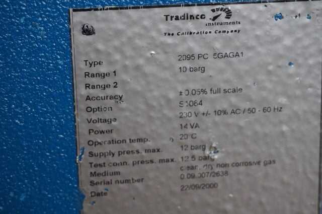 Tradinco 2095 PC Portable high pressure calibrator